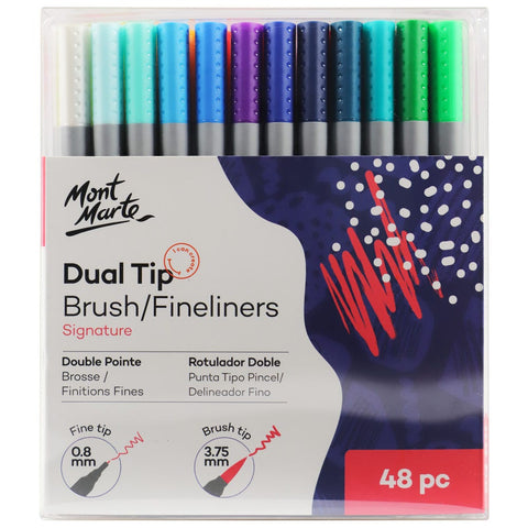 MM Dual Tip Brush/Fineliners 48pc