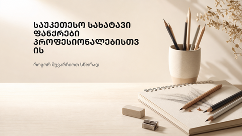 ნეიტრალური სამხატვრო სტუდიის ფონზე ფანქრების არჩევის გზამკვლევი