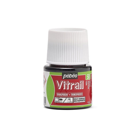 ვიტრაჟის საღებავი 45მლ - Pebeo Vitrail 45ml Red (გამჭვირვალე მინის საღებავი)