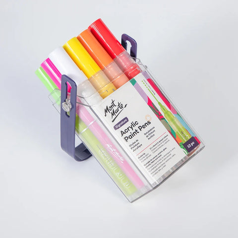 აკრილის მარკერების ნაკრები 12 ფერი Acrylic Paint Pens in Case Broad Tip Signature 12pc