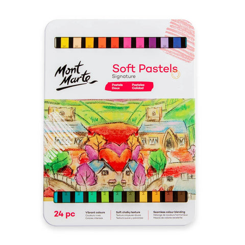 მშრალი პასტელები მეტალის ყუთში 24 ფერი - Soft Pastels in Tin Box Signature 24pc
