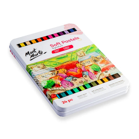 მშრალი პასტელები მეტალის ყუთში 24 ფერი - Soft Pastels in Tin Box Signature 24pc