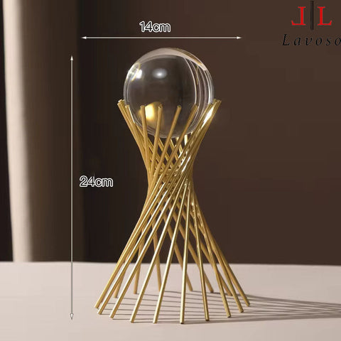 მეტალის სკულპტურა - Table Gold metal Accessories with crystal ball