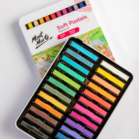 მშრალი პასტელები მეტალის ყუთში 24 ფერი - Soft Pastels in Tin Box Signature 24pc