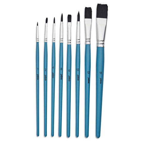 აკვარელის ფუნჯების ნაკრები 8 ცალი - SET OF 8 WATERCOLOR BRUSHES – ROUND AND FLAT – SYNTHETIC SQUIRREL