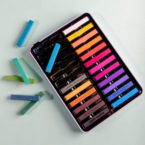 მშრალი პასტელები მეტალის ყუთში 24 ფერი - Soft Pastels in Tin Box Signature 24pc