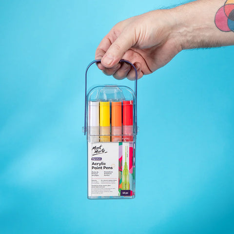 აკრილის მარკერების ნაკრები 12 ფერი Acrylic Paint Pens in Case Broad Tip Signature 12pc