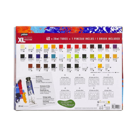 ზეთის საღებავების ნაკრები 40×20 მლ + ფუნჯი XL FINE OIL SET 40 ASSORTED 20 ML TUBES WITH BRUSH