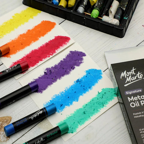 მეტალიკ ზეთის პასტელები 12 ფერი - Metallic Oil Pastels Signature 12pc