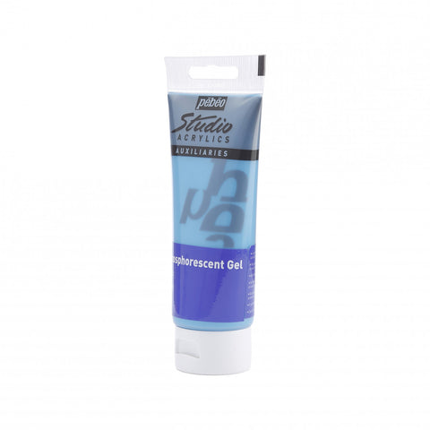 ფოსფორის საღებავი ლურჯი (აკრილი) - Pebeo Studio Acrylics 100ml Phosphorescent Gel Blue