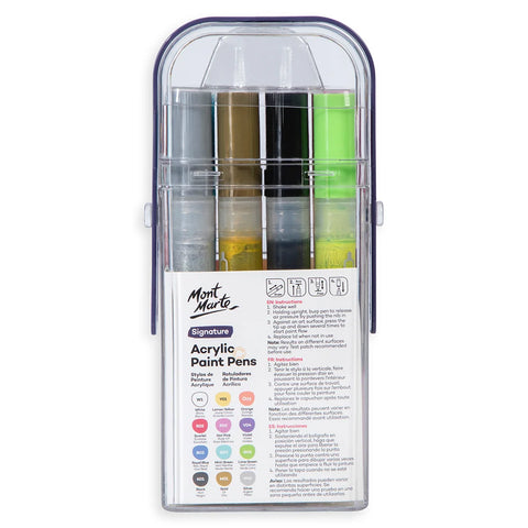 აკრილის მარკერების ნაკრები 12 ფერი Acrylic Paint Pens in Case Broad Tip Signature 12pc