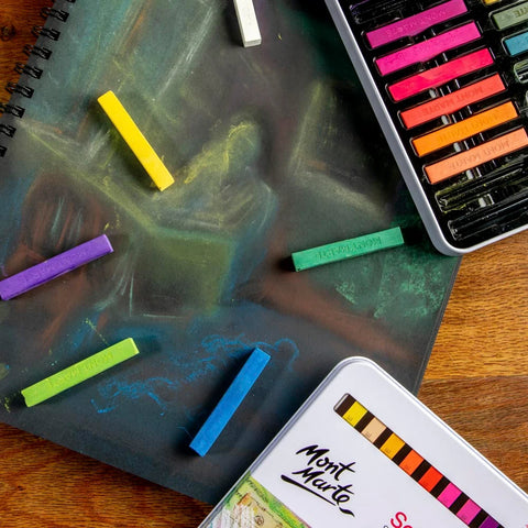 მშრალი პასტელები მეტალის ყუთში 24 ფერი - Soft Pastels in Tin Box Signature 24pc