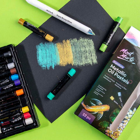 მეტალიკ ზეთის პასტელები 12 ფერი - Metallic Oil Pastels Signature 12pc