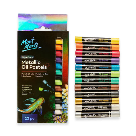 მეტალიკ ზეთის პასტელები 12 ფერი - Metallic Oil Pastels Signature 12pc