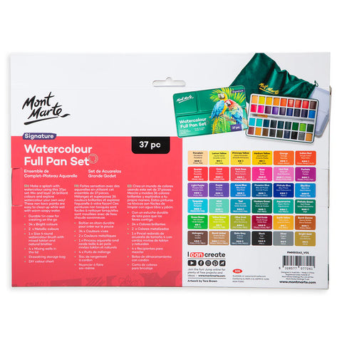 აკვარელის საღებავები ნაკრებში MM Watercolour Full Pan Set 36pc in Tin