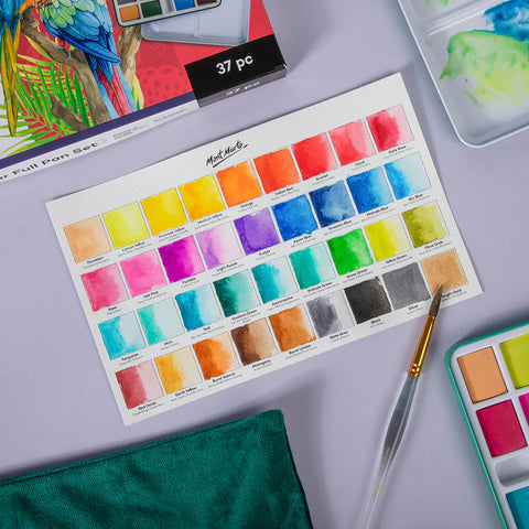 აკვარელის საღებავები ნაკრებში MM Watercolour Full Pan Set 36pc in Tin