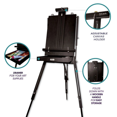 შავი ფრანგული ყუთი მოლბერტი -  Black French Box Easel