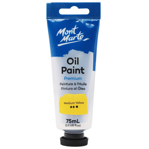 ზეთის საღებავი საშუალო ყვითელი 75 მლ - Oil Paint Premium 75ml Tube - Medium Yellow