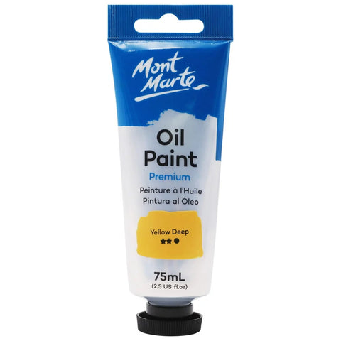 ზეთის საღებავი ყვითელი 75 მლ - Oil Paint Premium 75ml Tube - Yellow Deep