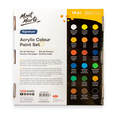 Акриловые краски набор 18 цветов MM Acrylic Paint Set 18шт x 36мл