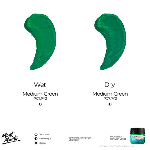 აკრილის საღებავი მწვანე 100 მლ - Acrylic Colour Paint 100ml - Medium Green