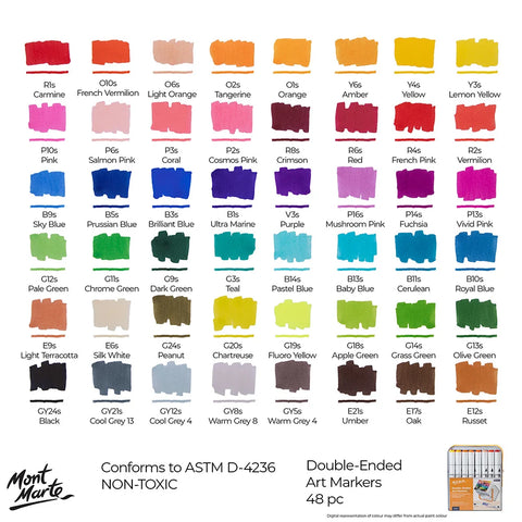 მარკერების ნაკრები ქეისში, 48 ცალი ორი წვერით - Double-Ended Art Markers in Case Signature 48pc