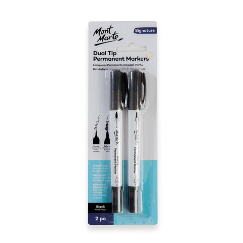 MM Permanent Markers Black 2pc