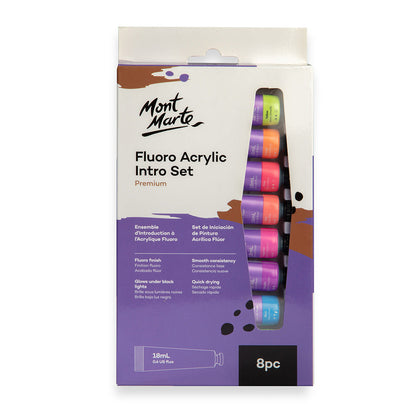 Neon Paint Acrylic 8 Color Set MM Fluro Acrylic Intro Set 8pc x 18ml