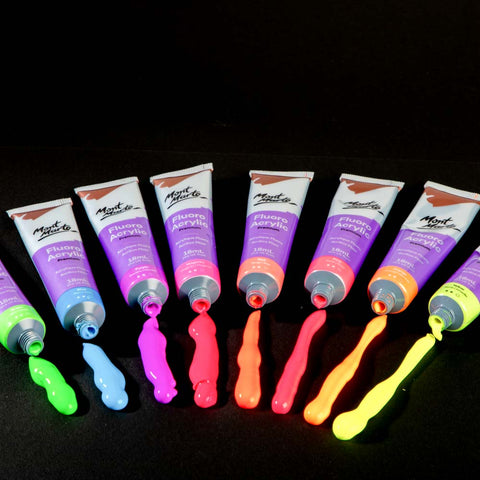 Neon Paint Acrylic 8 Color Set MM Fluro Acrylic Intro Set 8pc x 18ml