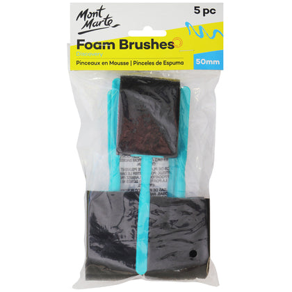 Foam Hobby Brush 50mm 5pc Poly Bag