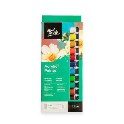 Акриловые краски набор 12 цветов MM Acrylic Paints 12шт x 12мл 