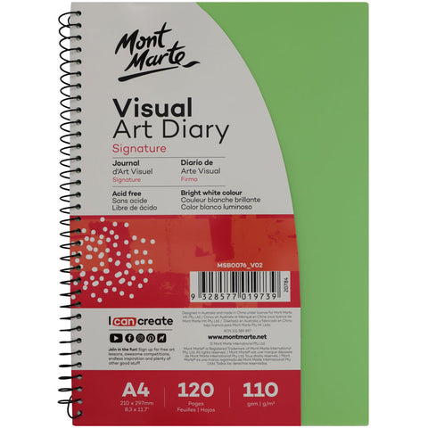 MM Visual Art Diary PP Coloured Cover A4