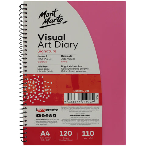 MM Visual Art Diary PP Coloured Cover A4