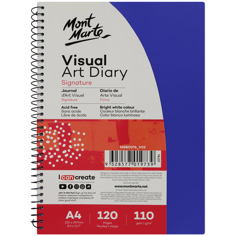 MM Visual Art Diary PP Coloured Cover A4