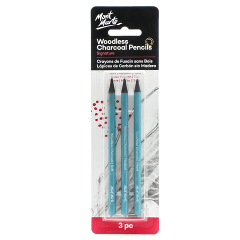 MM Woodless Charcoal Pencils 3pc