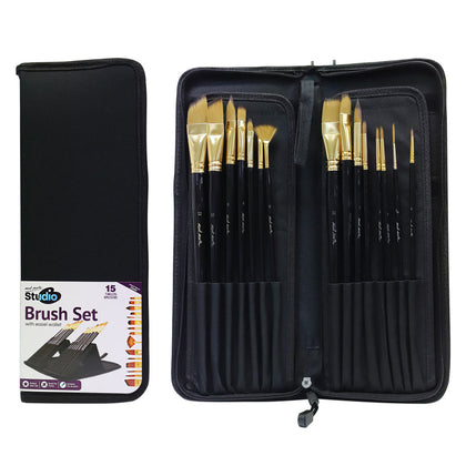 MM Studio Brush Set in Easel Wallet 15pc