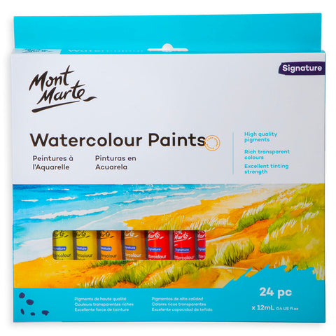 აკვარელის საღებავი ნაკრები 24 ფერი 12მლ - MM Watercolour Paint Set 24pc x 12ml