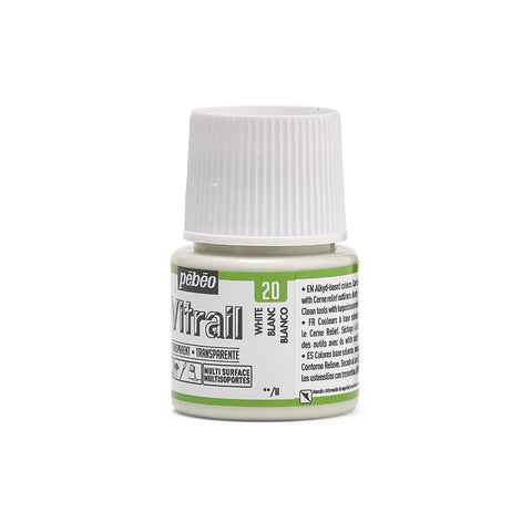 ვიტრაჟის საღებავი 45მლ - Pebeo Vitrail 45ml White (გამჭვირვალე მინის საღებავი)