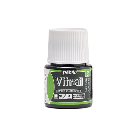 ვიტრაჟის საღებავი 45მლ - Pebeo Dark Green Vitrail 45ml (გამჭვირვალე მინის საღებავი)