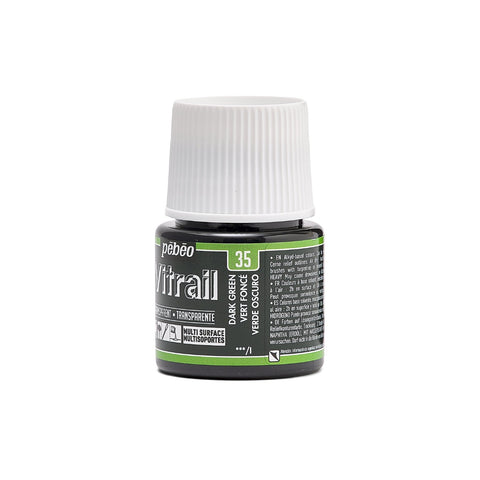 ვიტრაჟის საღებავი 45მლ - Pebeo Dark Green Vitrail 45ml (გამჭვირვალე მინის საღებავი)