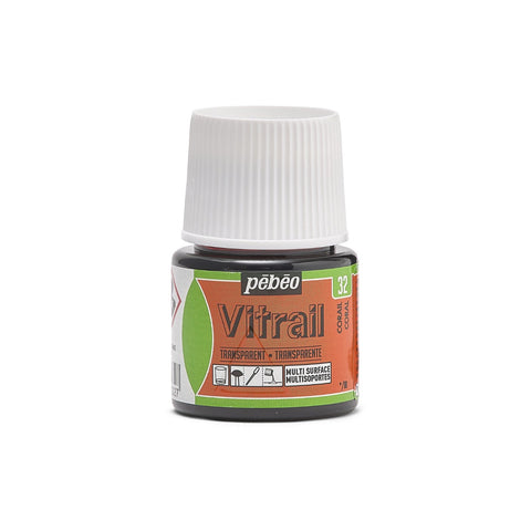 ვიტრაჟის საღებავი 45მლ - Pebeo Coral Vitrail 45ml (გამჭვირვალე მინის საღებავი)