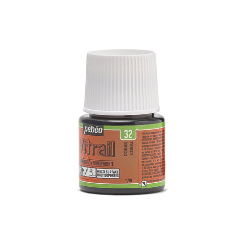 ვიტრაჟის საღებავი 45მლ - Pebeo Coral Vitrail 45ml (გამჭვირვალე მინის საღებავი)