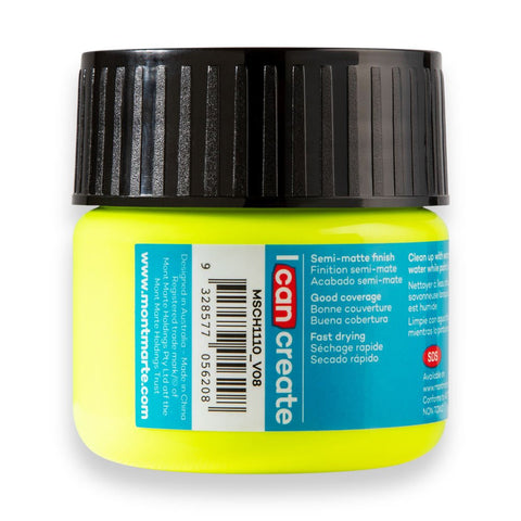MM Acrylic Colour Paint 100ml - Fluoro Yellow - LUMINO