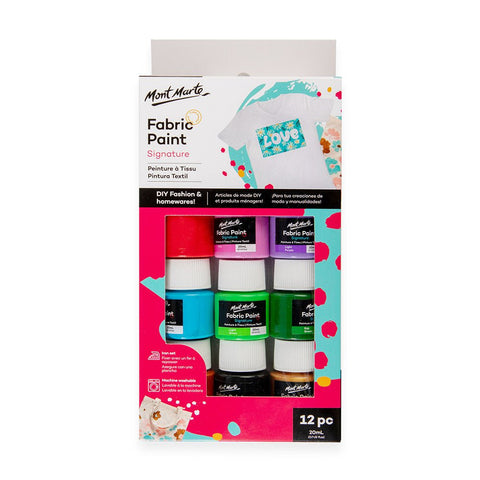 MM Fabric Paint Set 12pc x 20ml - LUMINO