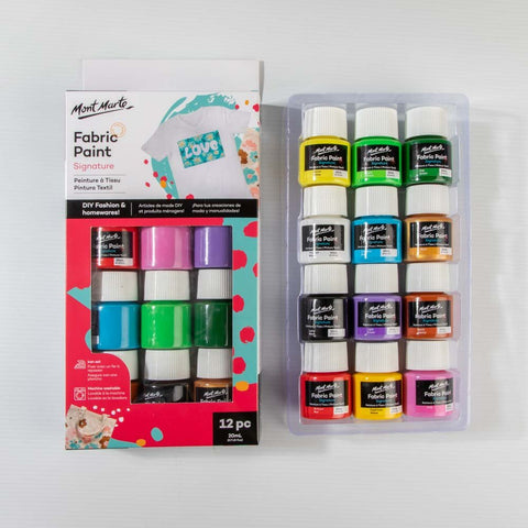MM Fabric Paint Set 12pc x 20ml - LUMINO