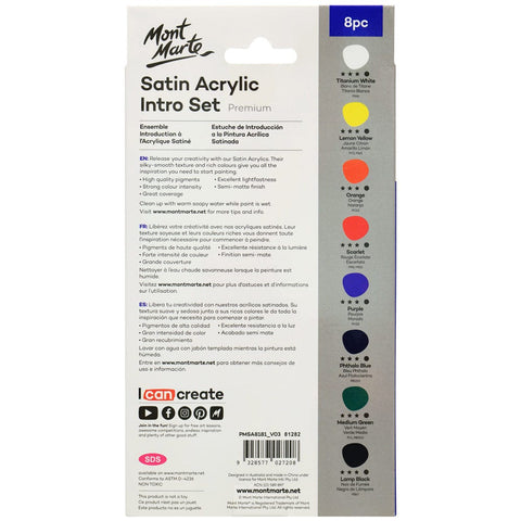 MM Satin Acrylic Intro Set 8pc x 18ml - LUMINO