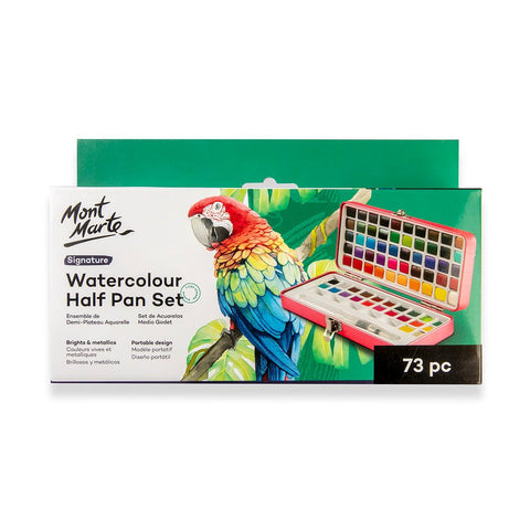MM Watercolour Half Pan Set 73pc in Tin - აკვარელის საღებავი - LUMINO