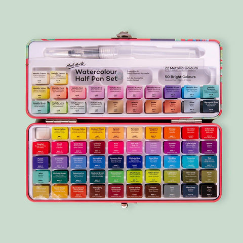 MM Watercolour Half Pan Set 73pc in Tin - აკვარელის საღებავი - LUMINO