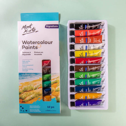 MM Watercolour Paint Set 12pc x 12ml - აკვარელის საღებავი - LUMINO