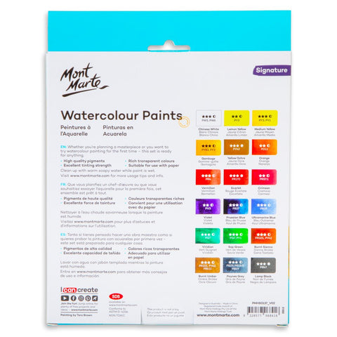 MM Watercolour Paint Set 18pc x 12ml - აკვარელის საღებავი - LUMINO